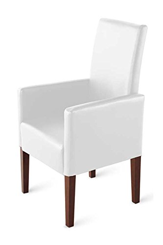 SAM® Esszimmer Armlehnstuhl, Relaxsessel Tesla in weiß, SAMOLUX®-Bezug, Stuhl mit Pinienholz-Beinen in kolonial, Esszimmerstuhl mit angenehmer Polsterung für hohen Sitzkomfort