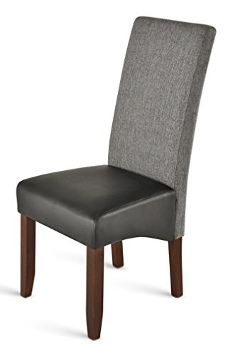 SAM® Esszimmerstuhl Santos in grau mit schwarzer Sitzfläche und kolonial-farbigen Beinen aus Pinienholz, Stuhl mit SAMOLUX®-Bezug, pflegeleichter Stuhl mit geschwungener Rückenlehne
