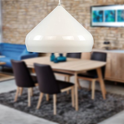 lounge-zone Design Pendelleuchte Hängeleuchte Leuchte Pendellampe Hängelampe Lampe RESQUE glänzend weiß 40cm 13074