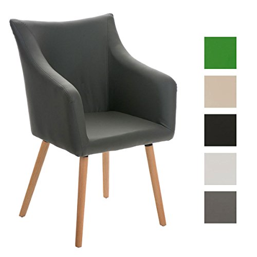 CLP Design Esszimmer-Stuhl MCCOY, Holz-Gestell, Sitzfläche gut gepolstert, Kunst-Leder Bezug grau