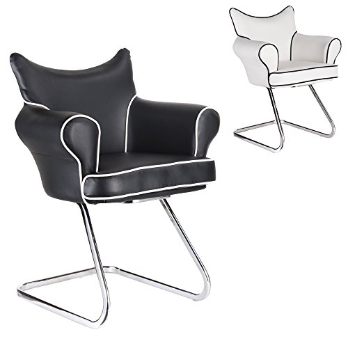 Lounge Stuhl Freischwinger Kaiser mit Armlehnen - Küchenstuhl - viele Farben - Retro Look - Konferenzstuhl - Barstuhl - Esszimmerstuhl - Kunstleder (Schwarz)