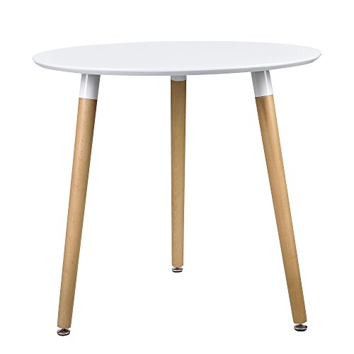 [en.casa] Esstisch Rund Weiß [H:75cmxØ80cm] Holz Tisch Retro Küchentisch