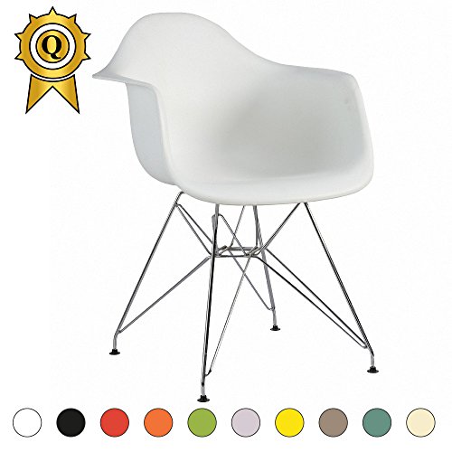 Promo 2 x Sessel Inspiration Eiffel Füße Stahl chrom Sitzfläche mobistyl® dar-m-2 weiß