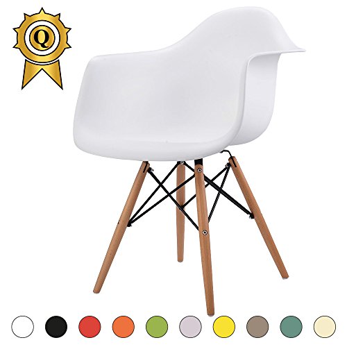 VERKAUF! 1 x Design-Stuhl Eiffel Stil Natural Wood Beine und Sitz Farbe Weiß Mobistyl® DAWL-WH-1