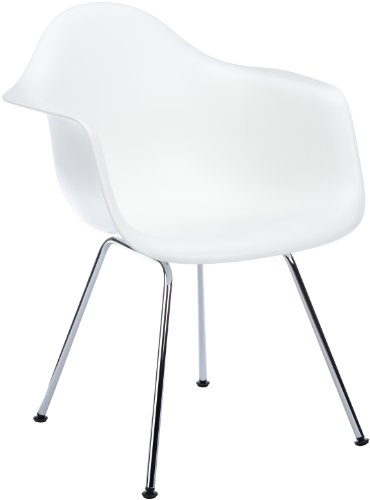 Vitra 4401100001 Stuhl DAX Eames Plastic Armchair Gestell verchromt, weiß