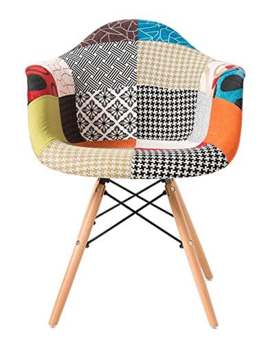 Modernen gepolsterten Eames Style Sessel Patchwork Stoff Stuhl - KOSTENLOSER VERSAND - Multi-Pattern Buche Bein Esszimmerstuhl / Büro Stuhl / Lounge Stuhl