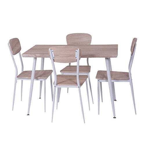 Esstischgruppe Sitzgruppe Frühstücksset aus Metall und Holz Dekor- Esstisch + Stuhlset