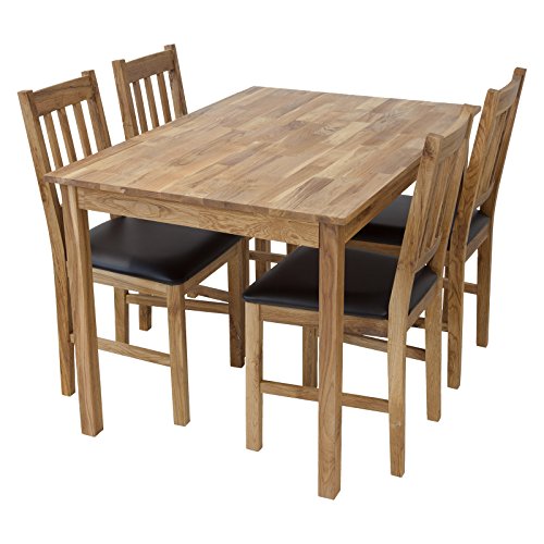 Tischgruppe LUCCA Tisch 120 x 80cm + 4 Stühle Eiche massiv