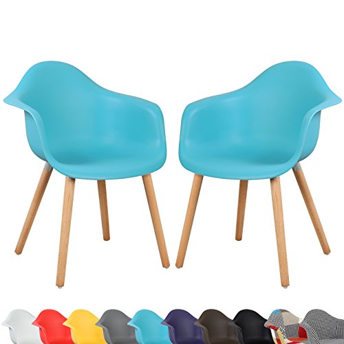 WOLTU 2 x Esszimmerstühle Esszimmerstuhl Sitzgruppe mit Lehne Stuhl Küchenstuhl Holz Neu Design Schwarz #499-a