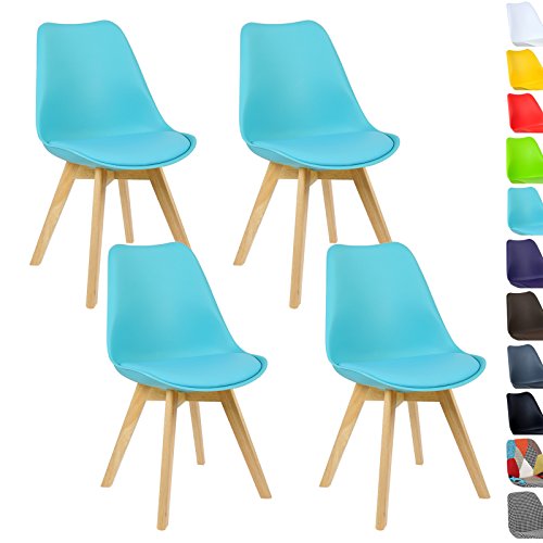 WOLTU® 4er Set Esszimmerstühle Küchenstuhl Design Stuhl Esszimmerstuhl Leinen Holz Neu Design #769