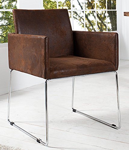 DuNord Design Stuhl Esszimmerstuhl 2er Set MARCO Microfaser antik braun Vintage Design Küchenstuhl