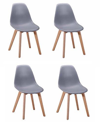 4 Stühle Skandinavisches Design – ergonomisch geformte Sitzfläche – Füße aus Buchenholz – Collection dawy grau