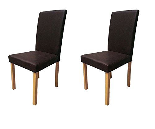 SAM® 2-er Set Polster-Stuhl, Esszimmer-Stuhl in dunkelbrauner Antik-Optik, Stuhlbeine buchefarbig, massiver Design-Stuhl in Wildlederoptik für Küche und Esszimmer [53257653]