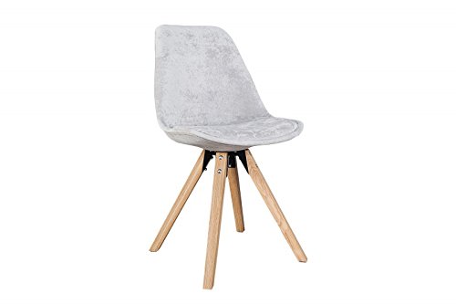 DuNord Design Stuhl Esszimmerstuhl NEW STOCKHOLM Strukturstoff grau Eiche Massiv Retro Design
