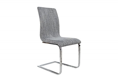 DuNord Design Stuhl Freischwinger RIVIERA Esszimmerstuhl Strukturstoff grob grau Chrom