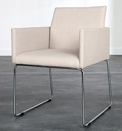 DuNord Design Esszimmerstuhl Stuhl 2er SET MARCO Strukturstoff beige Design Konferenzstuhl