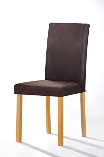 SAM® Polster-Stuhl Billi, Esszimmer-Stuhl, Antik-Optik, dunkelbraun, massive Holzbeine in Buche, Design-Stuhl, Küche und Esszimmer