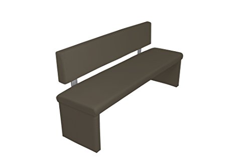 Cavadore Sitzbank "Charisse" India Braun / Moderne, gepolsterte Bank mit Lehne / Kunstleder-Bank dunkelbraun / Maße inkl. Lehne: 140 x 54 x 83 cm (B x T x H)