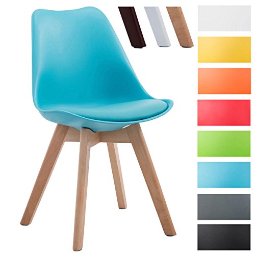 CLP Design Retro Stuhl BORNEO V2, Besucherstuhl mit Holzgestell, Materialmix aus Kunststoff und Kunstleder