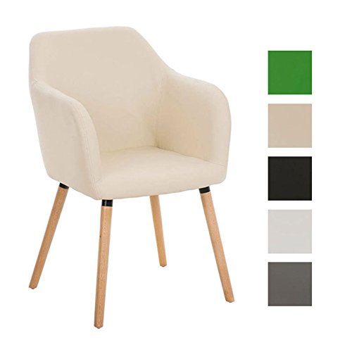 CLP Besucher Design-Stuhl PICARD, Holzgestell, Sitzfläche gut gepolstert, modern Creme