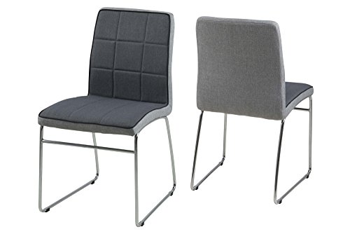 AC Design Furniture 62974 Stuhl Ryan, 4-er Set, dunkelgrau, Rücken hellgrau, Keder schwarz