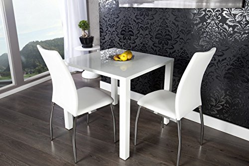 DuNord Design Bistrotisch Esstisch BLANCHE 80cm weiss hochglanz Design Highgloss Möbel Tisch