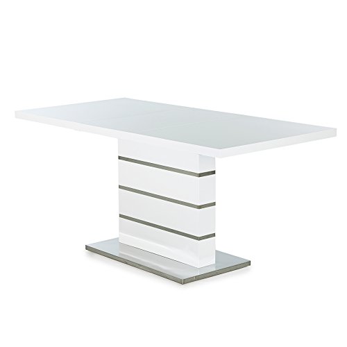 Design Esstisch ATLANTIS L weiß Hochglanz 120-160 cm ausziehbar Tisch Küchentisch Konferenztisch