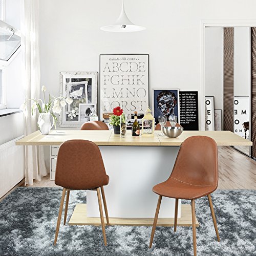 N.B.F Set von 4 skandinavischen Stühlen Brown Vintage Küche Esszimmer Stühle Brown PU Leder
