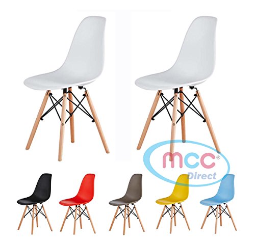 MCC Retro Design Stühle LIA im 2er Set, Eiffelturm inspirierter Style für Küche, Büro, Lounge, Konfernzzimmer etc., 6 Farben, KULT (gelb)