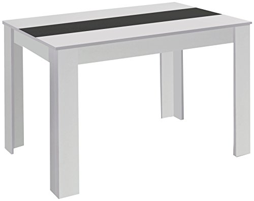 Cavadore Tisch Nico / Moderner Esstisch mit Melaminplatte in Schwarz-Weiß / gefertigt aus weißem Melamin / 140 x 80 x 75 cm (L x B x H)