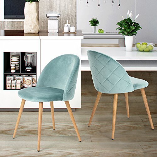 Set von 2 Esszimmer Stuhl Kaffee Stuhl Coavas Samt Kissen Sitz und Rücken Küche Stühle mit stabilen Metall Beine für Ess-und Wohnzimmer