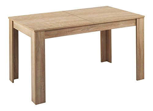 Cavadore Tisch Nick / Moderner Esstisch mit ausziehbarer Tischplatte / Melamin Eiche sägerau / Resistent gegen Schmutz / 140-180 x 80 x 75 cm (L x B x H)