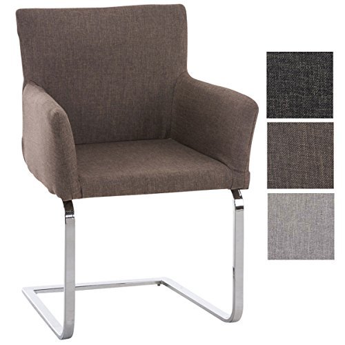 CLP Design Freischwinger-Stuhl PIRUS Stoff-Bezug, Besucherstuhl mit Armlehne, in Chromoptik, gepolsterte Sitzfläche