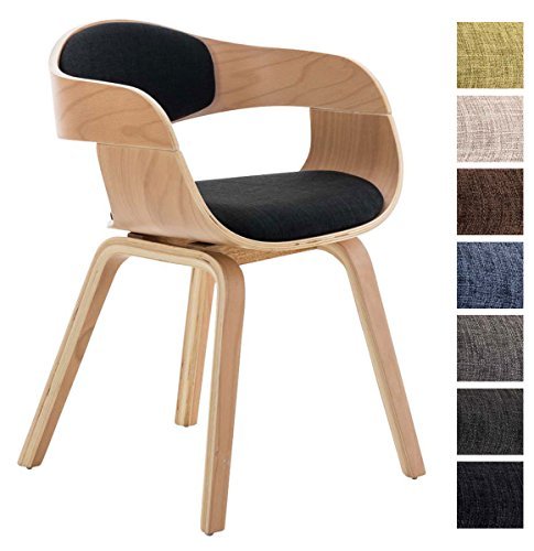 CLP Design Holz-Stuhl mit Armlehne KINGSTON Besucher-Stuhl gepolstert, Stoffbezug