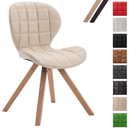 CLP Design Retro-Stuhl ALYSSA, Bein-Form square, Kunstleder-Sitz gepolstert, Lounge-Sessel, Buchenholz-Gestell,
