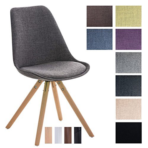 CLP Design Stuhl PEGLEG mit Stoff-Bezug, Retro Design, Esszimmer-Stuhl gepolstert, Sitzhöhe 46 cm