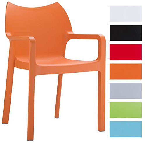 CLP Gartenstuhl, Küchenstuhl, Stapel-Stuhl DIVA mit Armlehnen, Kunststoff-Stuhl XXL 160 kg max. Belastbarkeit