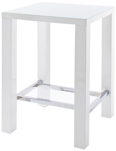 Jam Bartisch 4 Fuß - Tischplatte: Glas lackiert - Farbe: Hochglanz weiß - Gestell: 4-Fuß mit Chromverstrebung