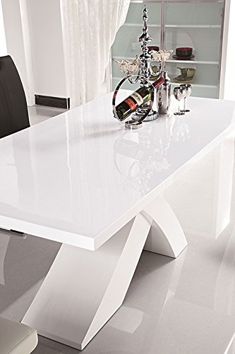 Nolana Designertisch 160x90cm / Esszimmertisch / Esstisch / Massiv / Hochglanz -weiß