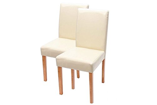 2x Stühle Esszimmer Lehnstuhl Stuhlset günstig modern Leder creme helle Beine