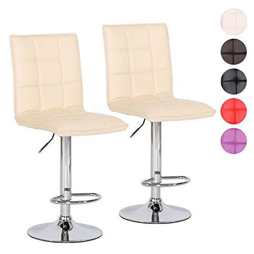 Barhocker Tresen-Stuhl höhenverstellbar 2er Set - verchromter Stahl - Polsterung Kunstleder - Farbwahl