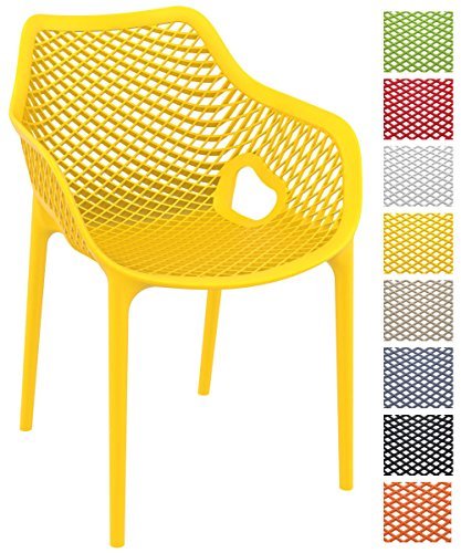 CLP Stapel-Stuhl AIR XL, Bistrostuhl stapelbar, max. Belastbarkeit: 130 kg, Gartenstuhl Kunststoff, Sitzhöhe 44 cm, tolle Wabenoptik Gelb