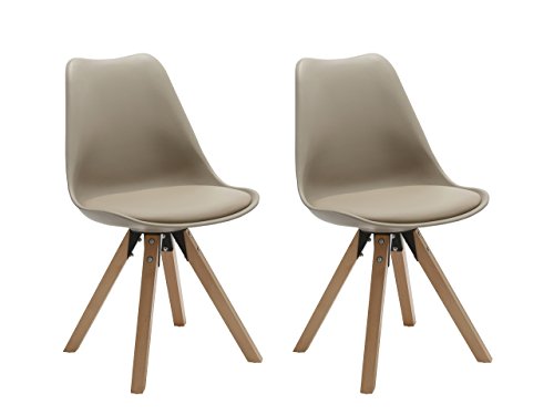Stühle 2er Set in CAPPUCCINO, Esszimmer stuhl Küchenstuhl mit Holzbeine, stabil und schick (448)
