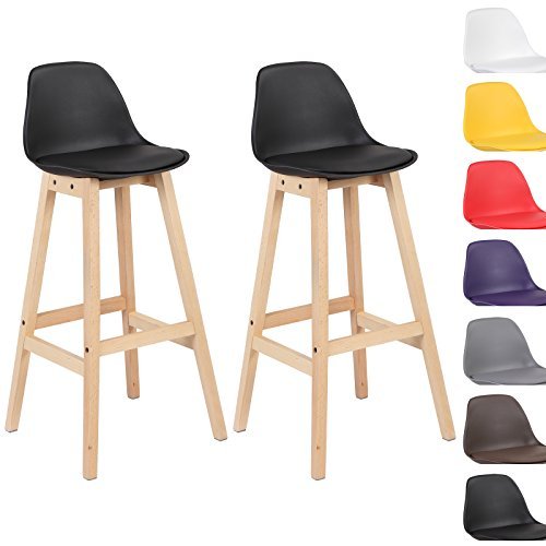 WOLTU® #509 2 x Barhocker 2er Set Barstuhl aus Kunststoff Holz mit Lehne Design Stuhl Küchenstuhl