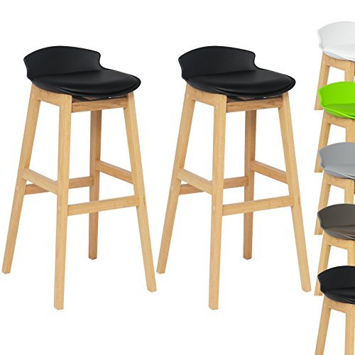 WOLTU® #653 2 x Barhocker 2er Set Barstühle gut gepolsterte Sitzfläche aus Kunstleder Design Stuhl Holz