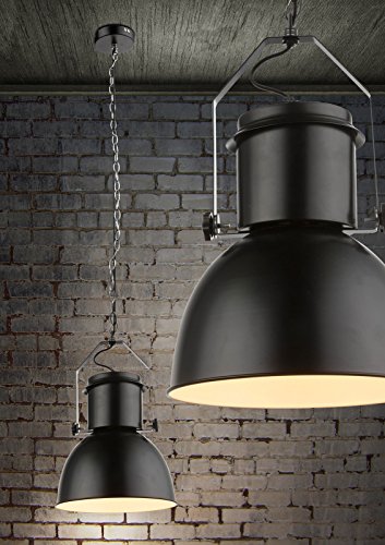 Industrielle Hängeleuchte 1 flammig Vintage Esszimmer Lampe Hängelampe Pendelleuchte Metall Schwarz (Pendellampe, Deckenlampe, Küchenlampe, 27 cm, Höhe 120 cm)