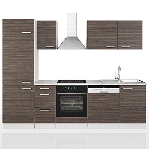 Vicco Küche 270 cm Küchenzeile Küchenblock Grau Einbauküche Komplettküche – Anthrazit Frei Kombinierbar