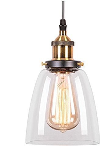 Glighone Pendelleuchte Vintage Glas Hängeleuchte Retro Industrial Hängelampe E27 Anhänger Deckenleuchten Küche Industire Lampe für Esstisch Esszimmer Küche Loft Schlafzimmer Cafes Bar usw.