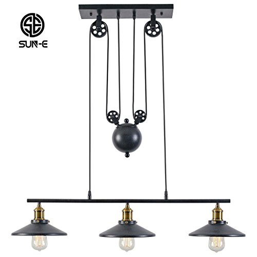 SUN-E Industrie Loft Vintage Kronleuchter drei Flaschenzug Aufzug Bügeleisen Cafe Restaurant Bar Lampe kreative Lampe