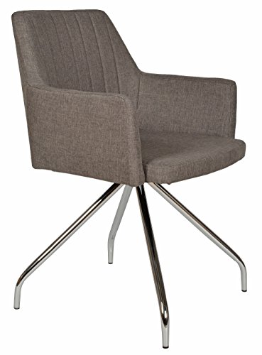 ts-ideen Lounge Design Sessel Barsessel Clubsessel Metall Stoff in Grau Esstisch-Stuhl